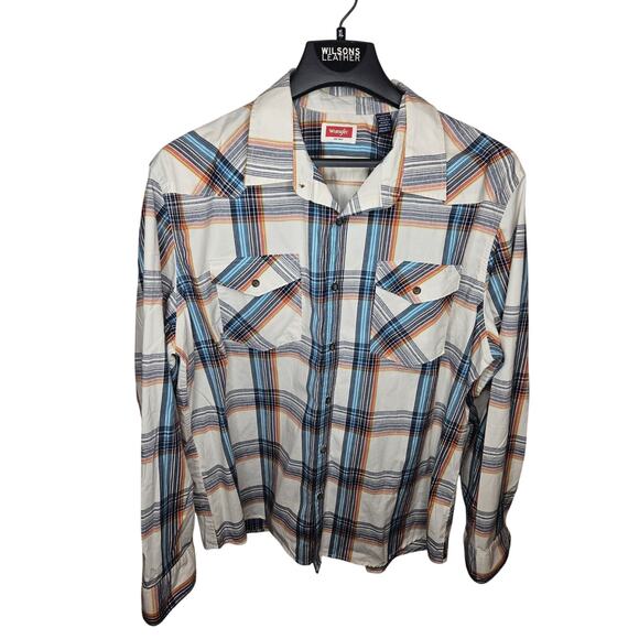 Wrangler Western 2XL Long Sleeve Men's Shirt Button Up Plaid - Picture 1 of 4